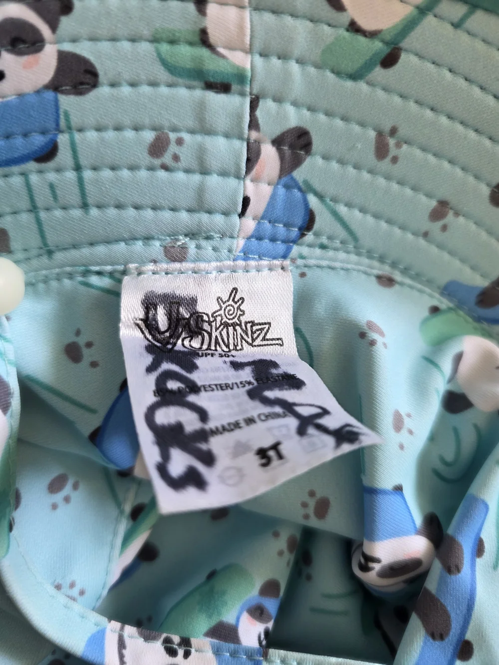 Kids Aqua Sun Hat with Panda Trim - Unbranded